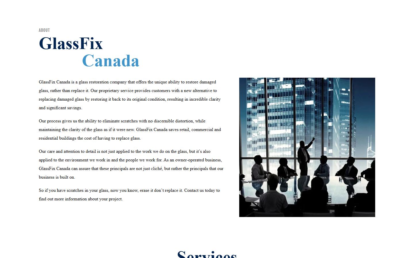 GlassFix Canada website screenshot