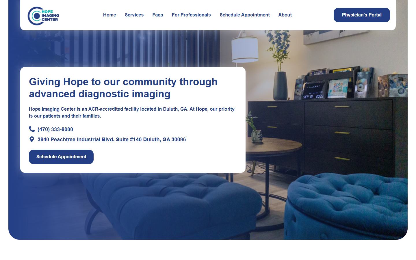 Hope Imaging Center website screenshot