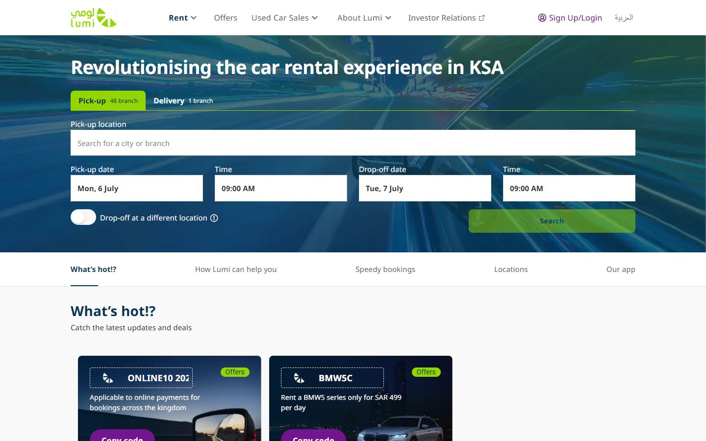 Lumi Rental website screenshot
