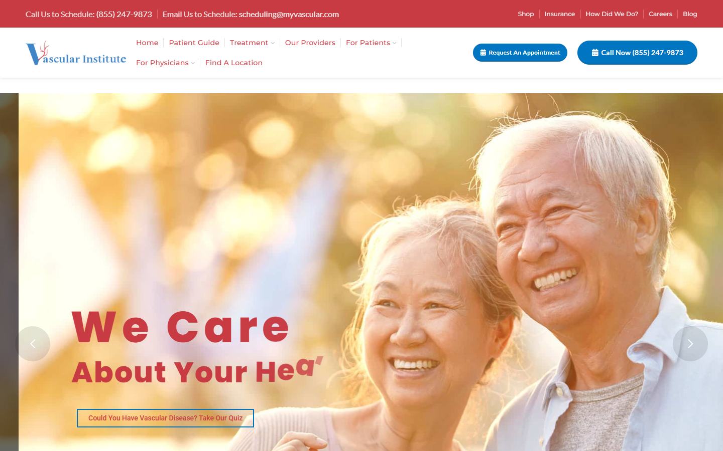 My Vascular website screenshot